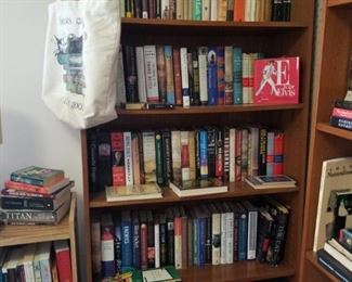Bookshelf filled with books, hundreds of more available