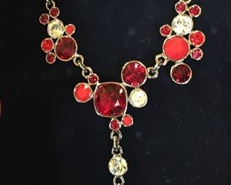 Vintage Red  Drop Necklace 