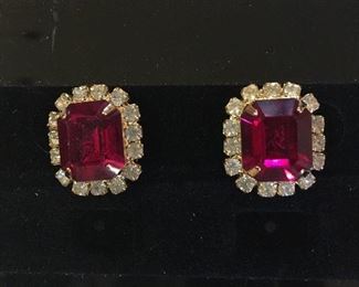Ruby & Rhinestone Earrings