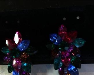 Retro Multi Colored Crystal Earrings 