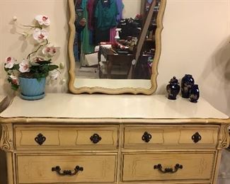 Sweet French Provincial Dresser with Mirror 