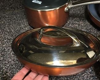 Todd English Titan Copper Collection
2.5 Qt. Sauce Pan
3  Qt. Sauce Pan
11”  Fry Pan
8” Fry Pan
9.5” Fry Pan
