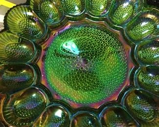 Gorgeous Carnival Glass Egg Platter