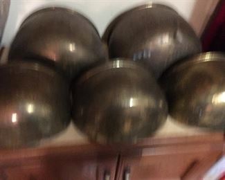 Set of Vintage Brass Pots
