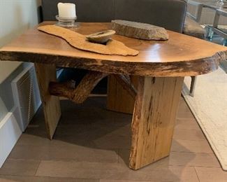 Log furniture including custom tables
