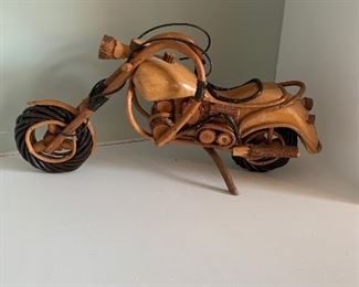 Home decor - wooden carved motorcycle