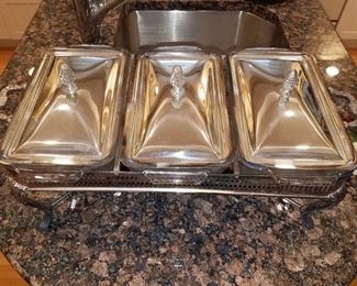 Silverplate triple chafing dishes  - Sheffield Anchor Hocking $45. NOW $30