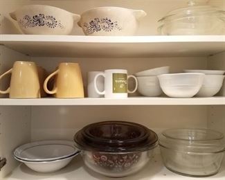 Vintage mixing bowls and Pyrex (brown bowls were sold)/ NOW all are 25% off listed prices