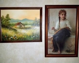 Framed art. NOW all are 25% off listed prices. ( painting on left was SOLD)