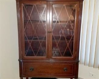 Vintage china/curio cabinet (was $125.)  NOW $75  37"w x 74"h x 17" deep