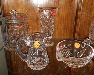 Waterford crystal. Sugar and creamer now $15 ea. (were $20 ea.) Vase now $18.75 (was $25) (bisquit jar was sold)
