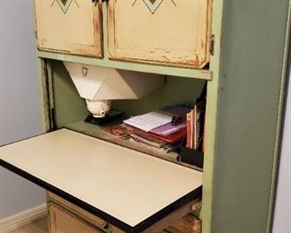 Hoosier cabinet enameled and open