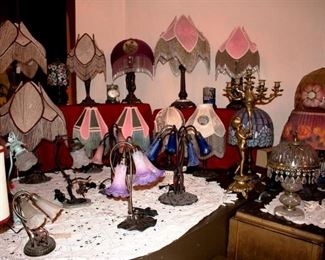 Victorian beaded lamps/shades (replicas), Stained Glass Lamps, Vintage Looking Lamps w/Fluted, Glass Bell Shades, Huge Variety!