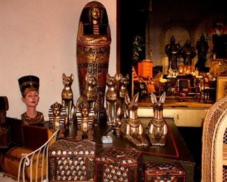 Sarcophagus, Egyptian Cat Statues, Large Knights, Antiques, Unique Nesting Boxes, Vintage & Antique Furniture & Knick-knacks 