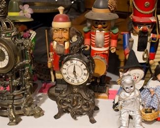 Made in Germany Nutcrackers, Victorian-style Clocks, Set of small Wizard of Oz Dolls & Toto (Madam Alexander)