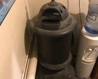 Antique, Black Pot-Belly Stove, 