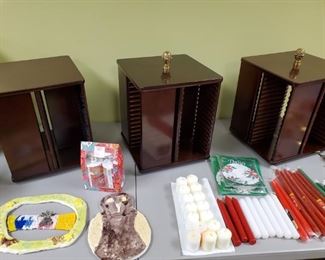 3-Amazing Carousel-Style, Wooden C.D. Holders