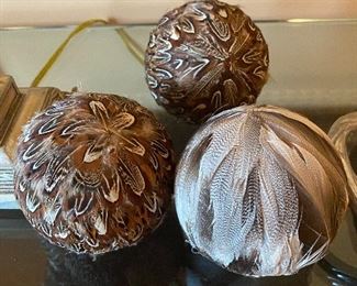 Decorative feathered balls—fill vases or trays