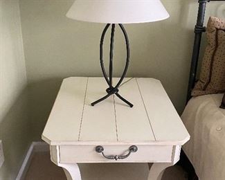 New shabby-chic side table and modern lamp