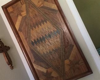 One of a kind inlaid wood tray from 1930s