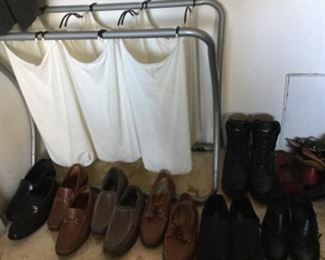 Laundry basket, few pair men’s shoes