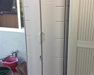 Smaller Rubbermaid garden tool storage shed