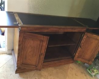 Bar cart shown open