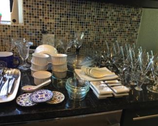 Stemware sets, dishes,