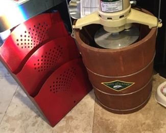 Old fashioned ice cream maker, wall holder