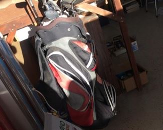 Set golf clubs in bag with rain guard