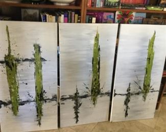 Set of three original paintings on large canvas