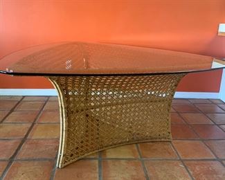 Mid Century Danny Fo Hong Triangular Cane Table