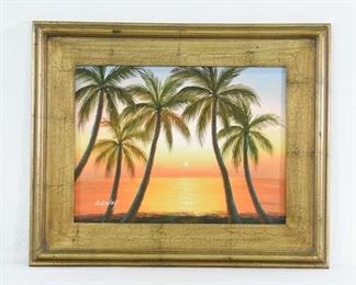 Acrylic/Canvas Palm Tree Sunset