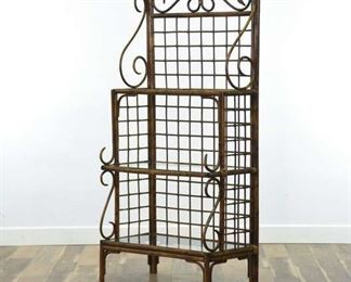 British Colonial Asian Bentwood & Rattan Etagere Shelf