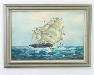 Nautical Boat On Water Art Acrylic On Canvas