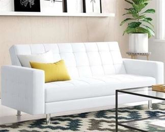 Rosina Reclining Square Arm Sleeper Sofa In White