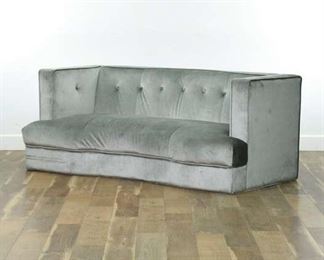 Stone Gray Button Back Crescent Sofa