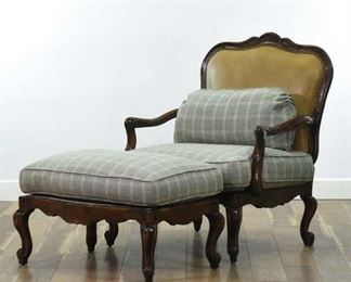 Carved Queen Anne Walnut Armchair W Ottoman