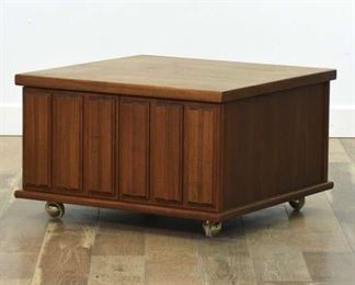 Mid Century Modern End Table W Storage & Casters