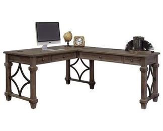 Martin Furniture L-Shaped Desk In Weathered Dove