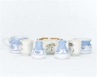 Set 7 John Kemety Asian Motif Ceramic Pottery
