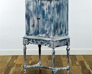 Empire Revival Slate Blue & Whitewash Finish Cabinet