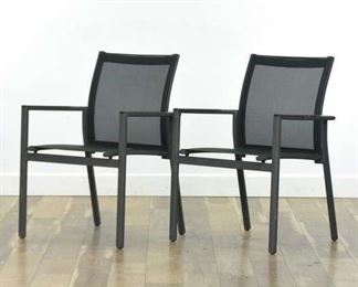 Pair Gloster Contemporary Black Patio Armchairs