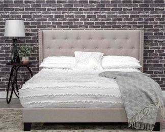 Alfreda Upholstered Full Size Platform Bed In Linen