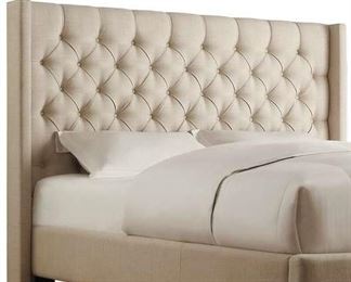 Neher Upholstered Wingback Queen Beige Headboard