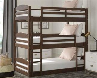 Moorcroft Twin Over Twin Over Twin Bed Triple In Mocha