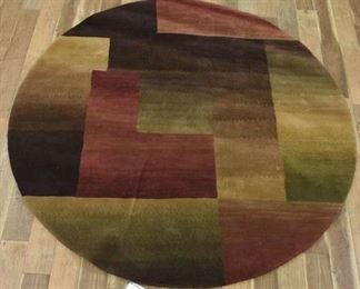 8'X8' Handmade Round Earth Tone Area Rug