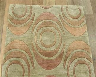 Handmade Khaki & Copper Pattern Area Rug