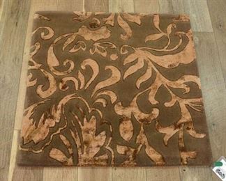 Handmade Brown & Copper Floral Pattern Area Rug