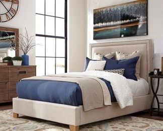 Partial Madeleine Beige King Bed Rails & Footboard Only